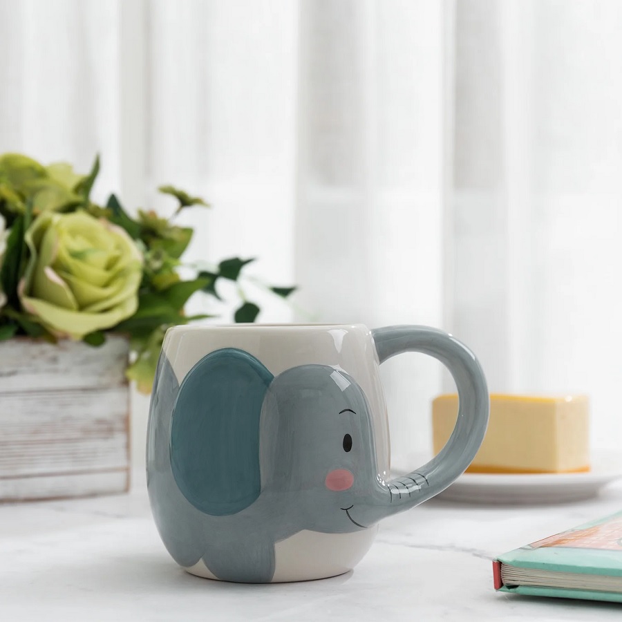 blue elephant coffee mug with trunk handle creative adorable novelty mugs for animal lovers little blue ceramic elephant cup for hot chocolate coffee lover gift inspiration