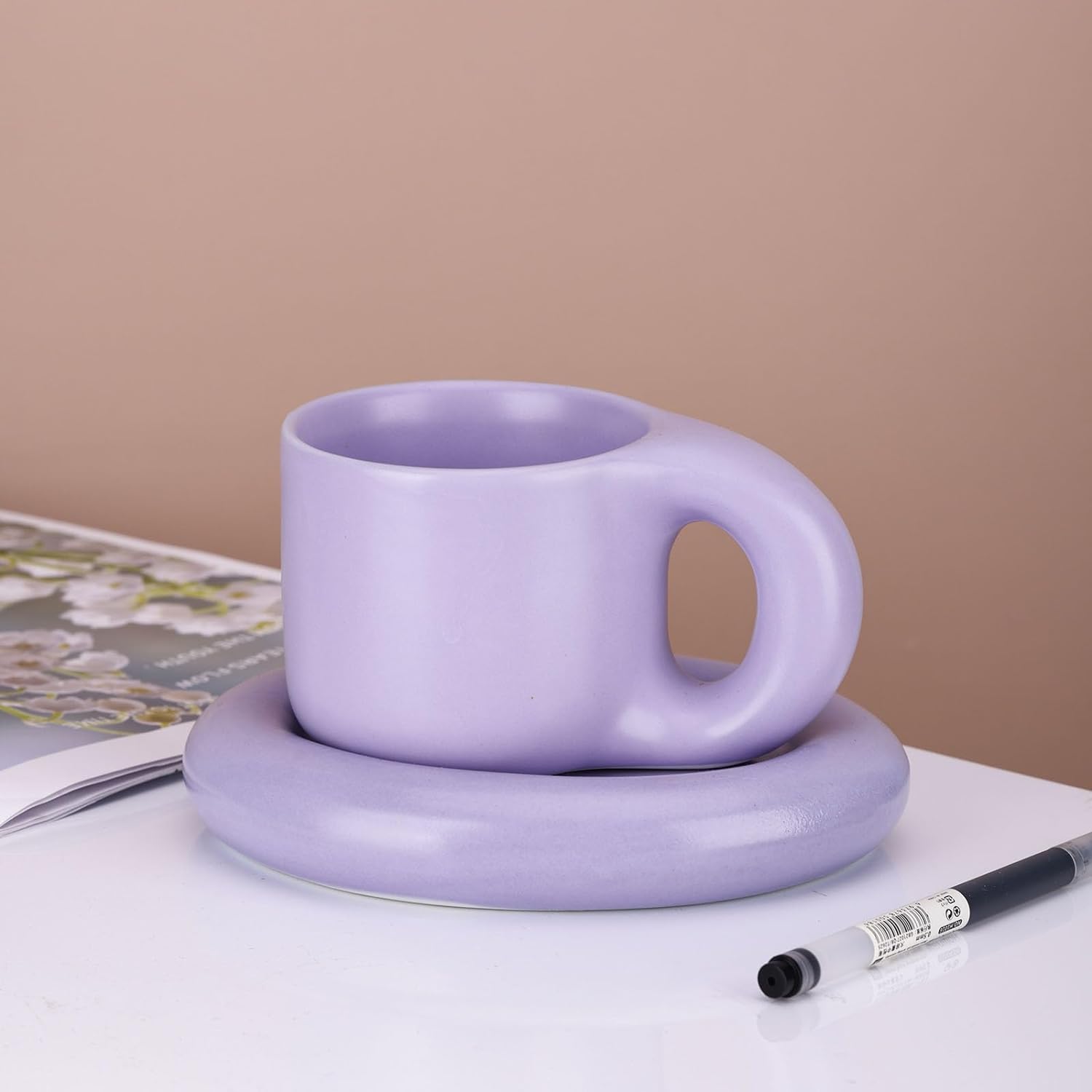 chubby coffee mug design creative cartoonish mugs for sale online pastel purple gifts for coworker college student super cute fat coffee mug with saucer oversized exaggerated