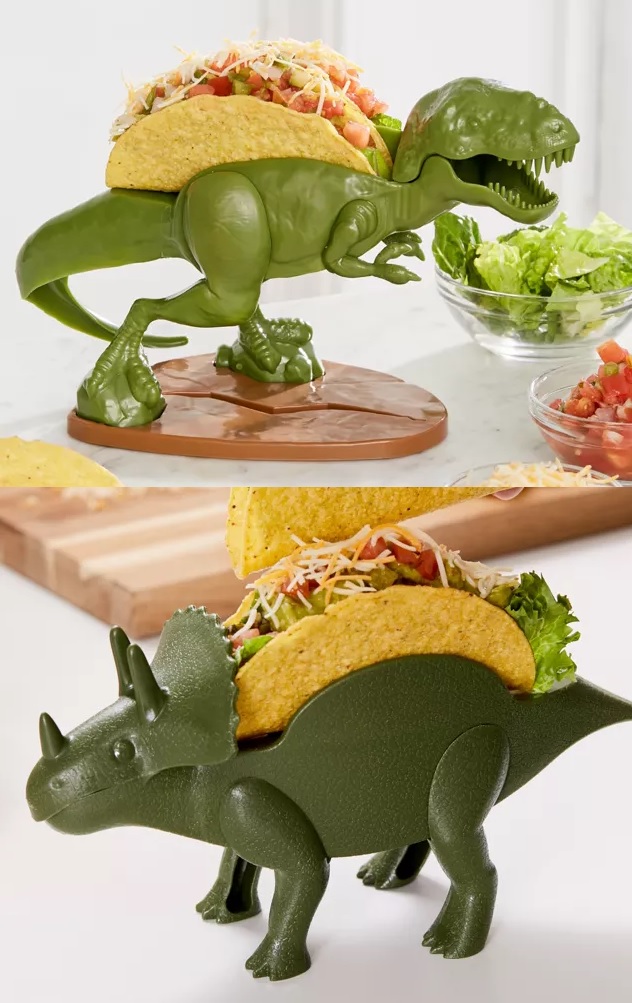 coolest kitchen gadgets for kids and cooking unique dinosaur shaped hard shell taco holders unique housewarming gift ideas for chefs kid at heart fun food serving inspiration