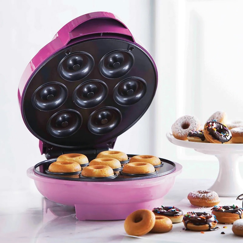 mini donut maker machine cool kitchen gadgets for college students and bakers fun christmas gift idea for somebody with a sweet tooth space saving dessert maker waffle press