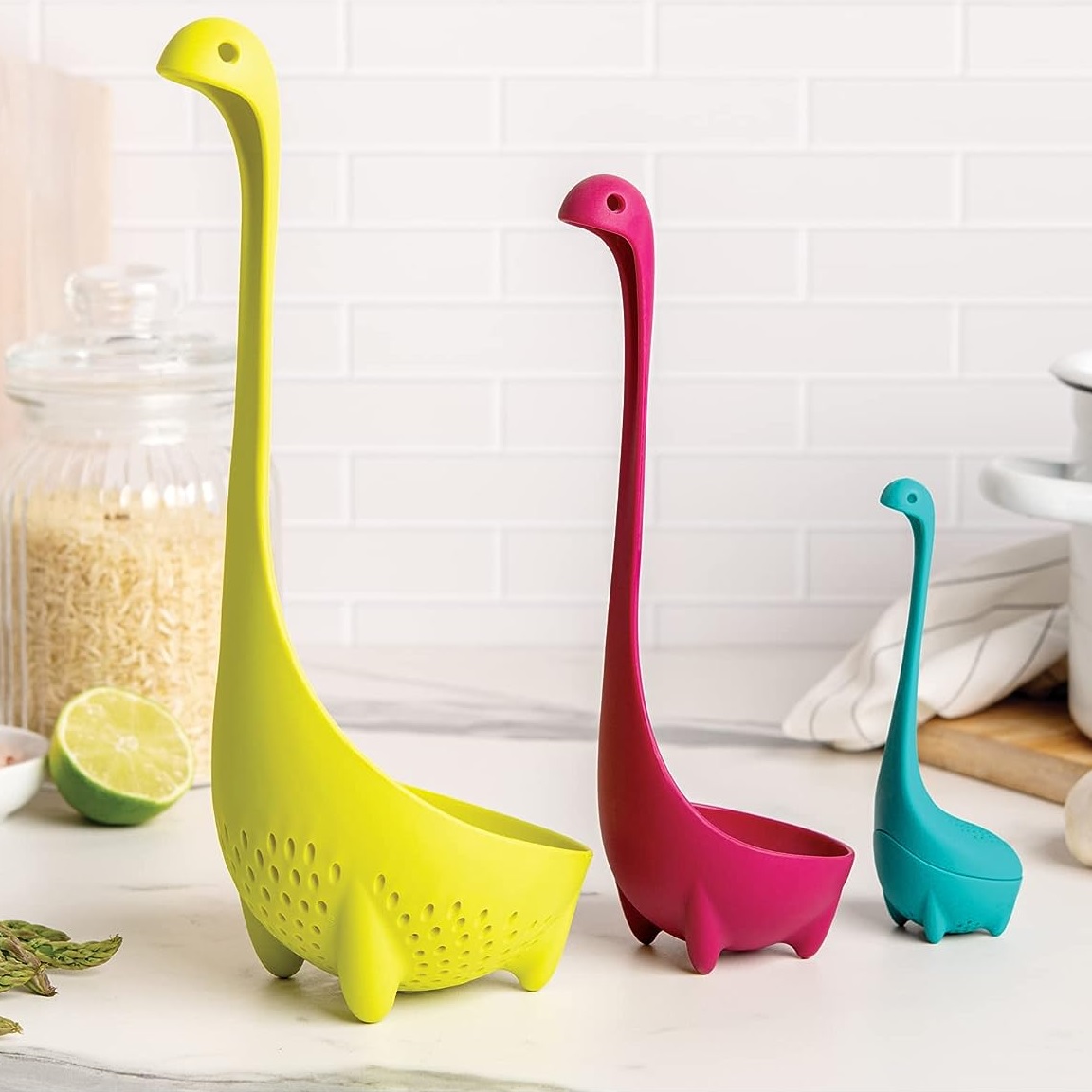 nessie standing ladle and colander set cute kitchen gadgets for sale online unique housewarming gift ideas for chefs and people who like to cook colorful accessories