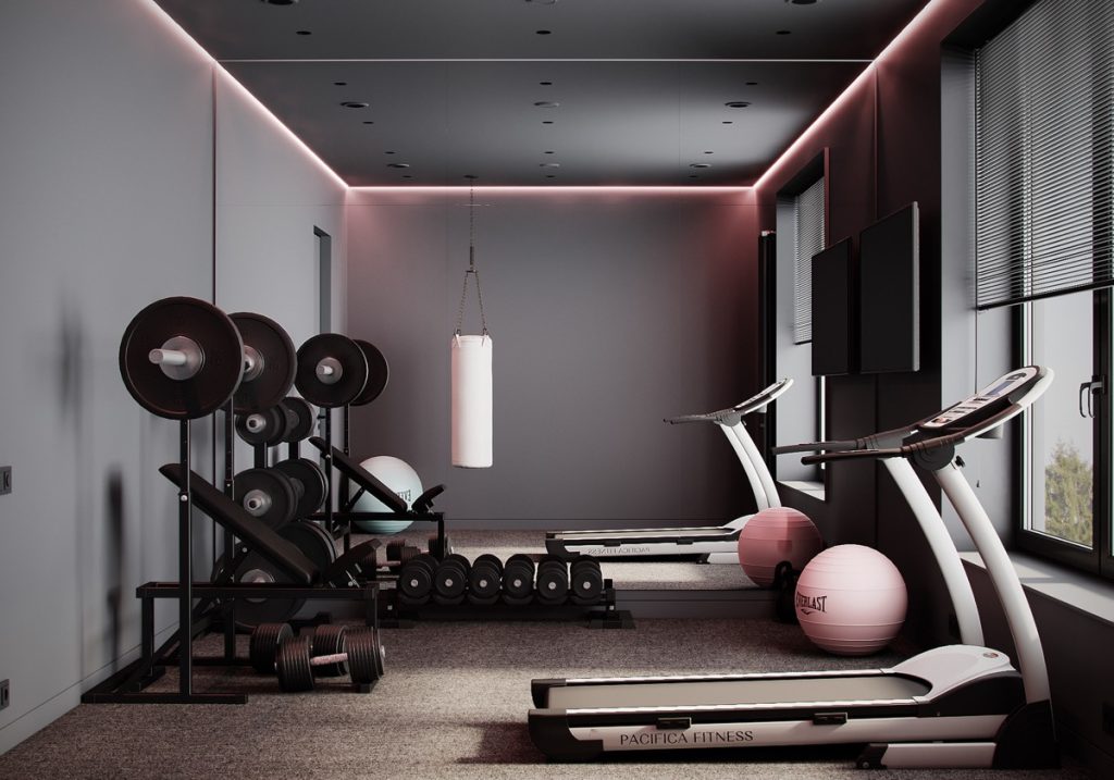 Pink Black Home Gym Interior Design Ideas   Pink Black Home Gym 1024x717 