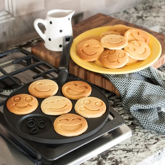 quirky kitchen gadgets for kids food prep fun mini pancake griddle with smiley faces how to make breakfast more fun for children cast iron griddles for sale online