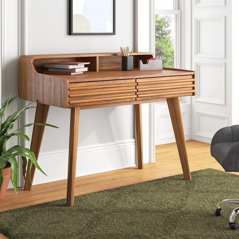 slatted mid century modern desk with hutch creative retro furniture for sale online small writing desk with storage cubbies for work from home office desks for sale oak