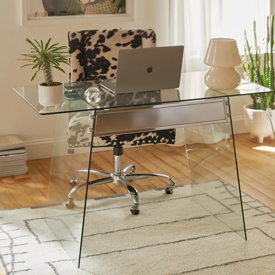 tempered glass desk small size transparent desk for sale online glam home office furniture ideas and inspiration 47 inch glass desk for luxury WFH setup inspiration stylish designer