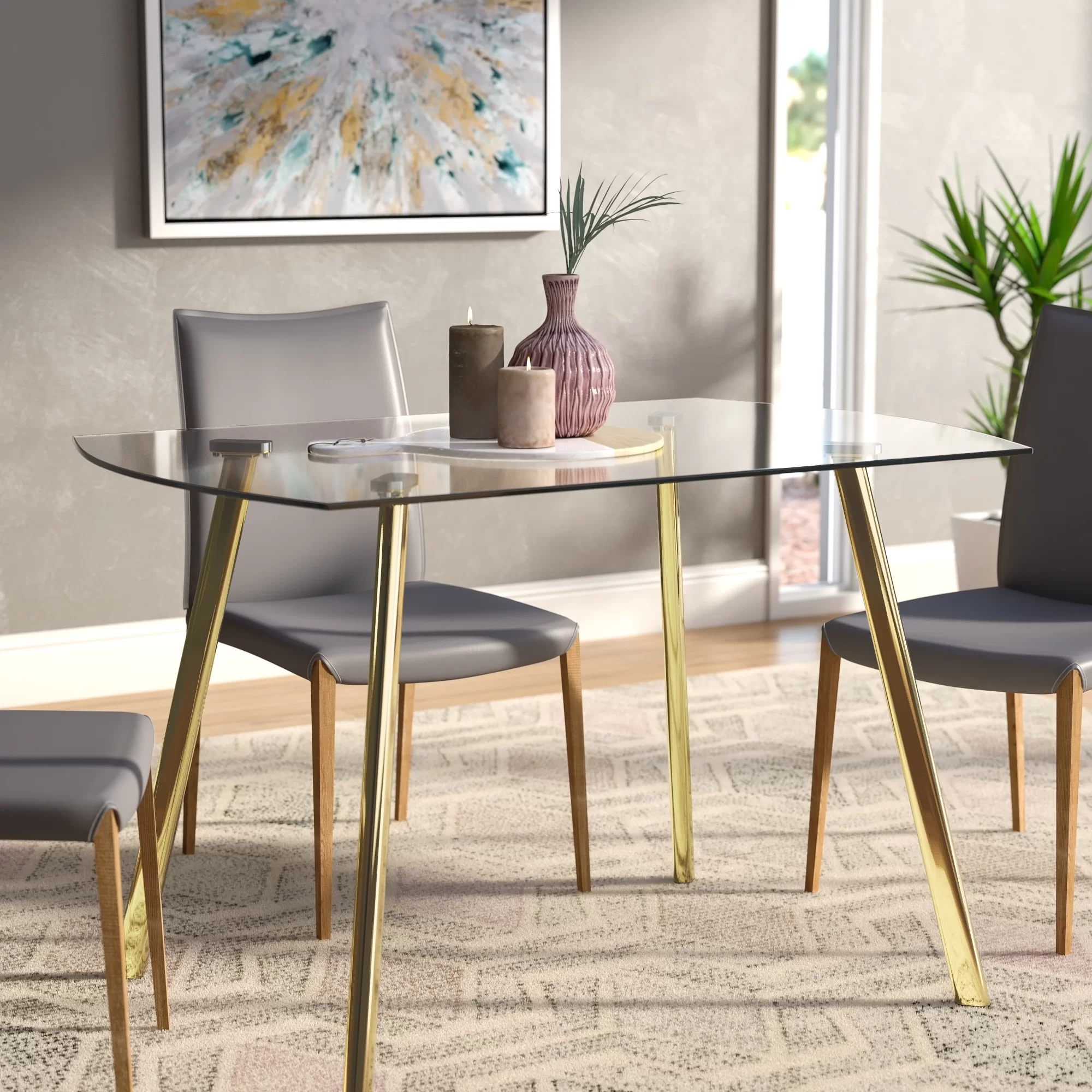 Gold Narrow Dining Table