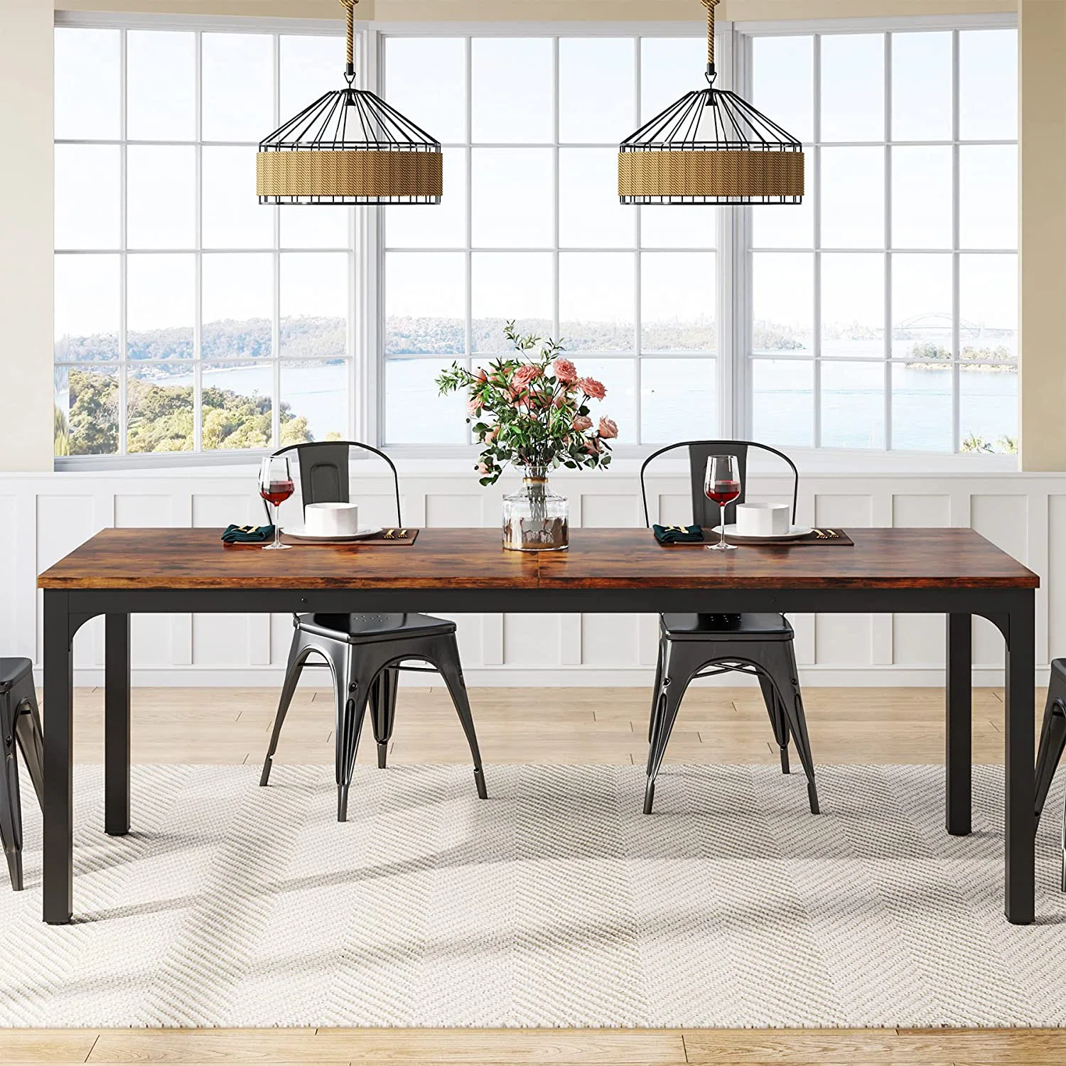 Industrial Long Narrow Dining Room Table