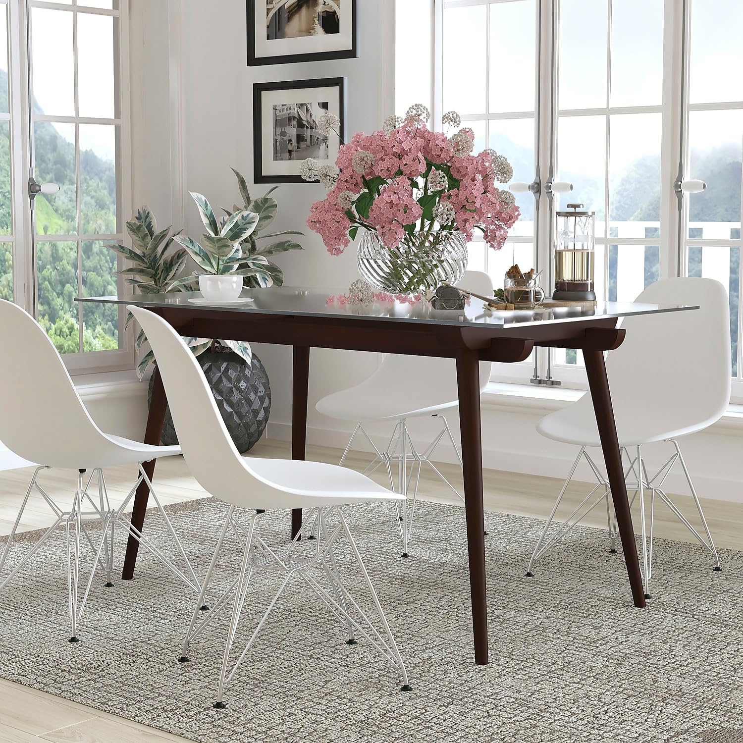 Narrow Wood Dining Table With Glass Top