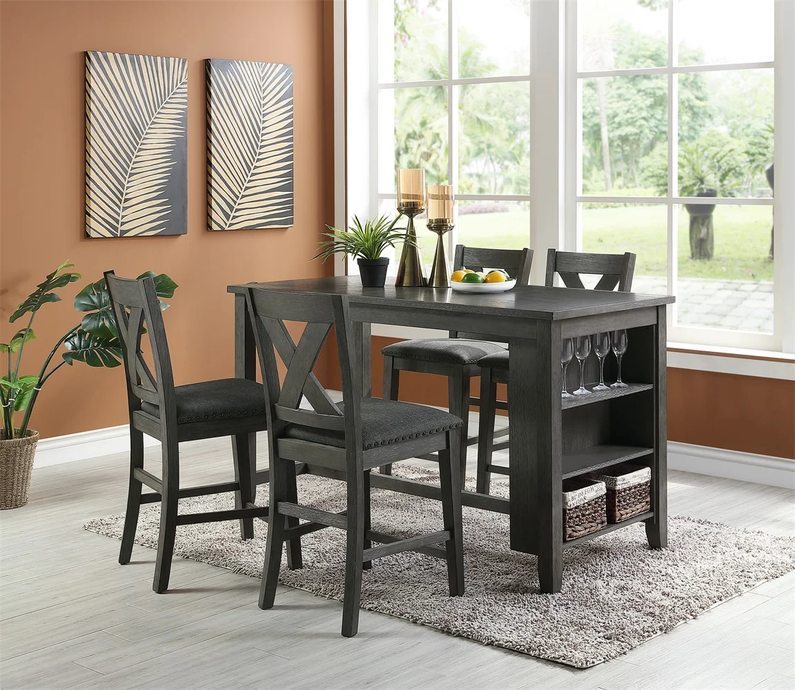 Rustic Narrow Dining Table With Storage