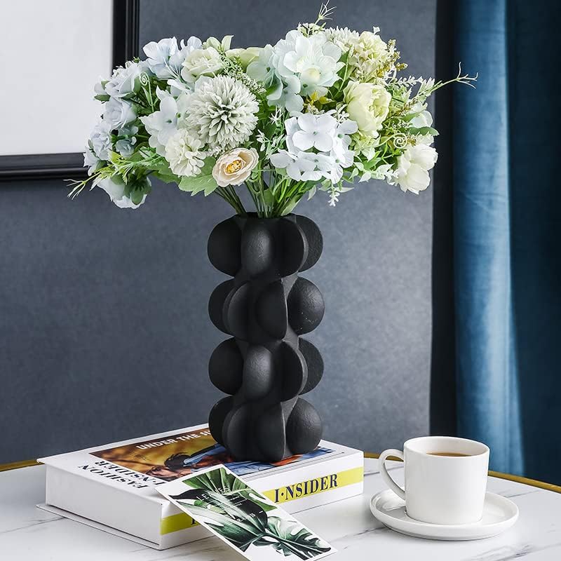 artistic small black vase with half moon projection unique texture decorative cylindrical vase for dining table flower bouquets unique mantle decor ideas 9 inch tall vases for sale