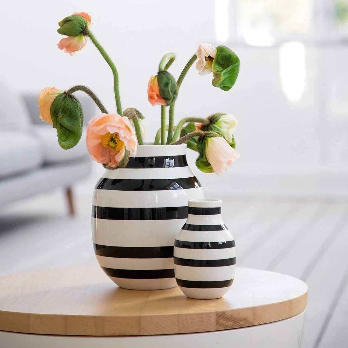 designer black and white striped vase for sale online amazon where to buy authentic omaggio ceramics handpainted ceramic glaze housewarming gift idea