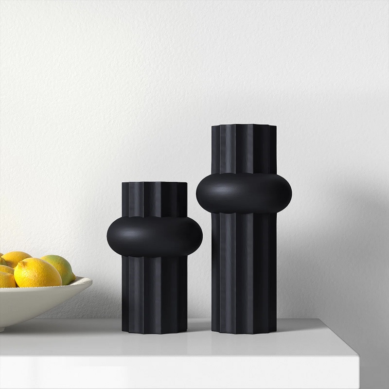 fluted black cylinder vase unique geometric decorations for living room bedroom fireplace mantle vases for sale online high quality designer housewarming gifts for sale online