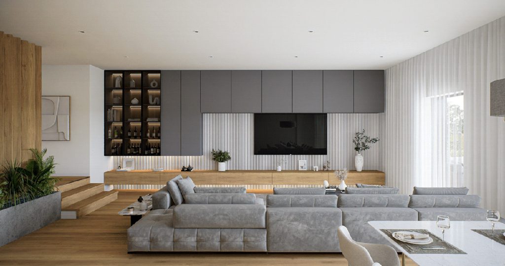 modern gray and wood tone interiors 5