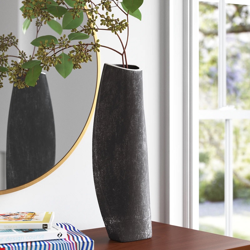 sail shaped black tall vase with textural charcoal grey finish how to display dried tree cuttings in the home cute mantle vases for sale online right now housewarming gift