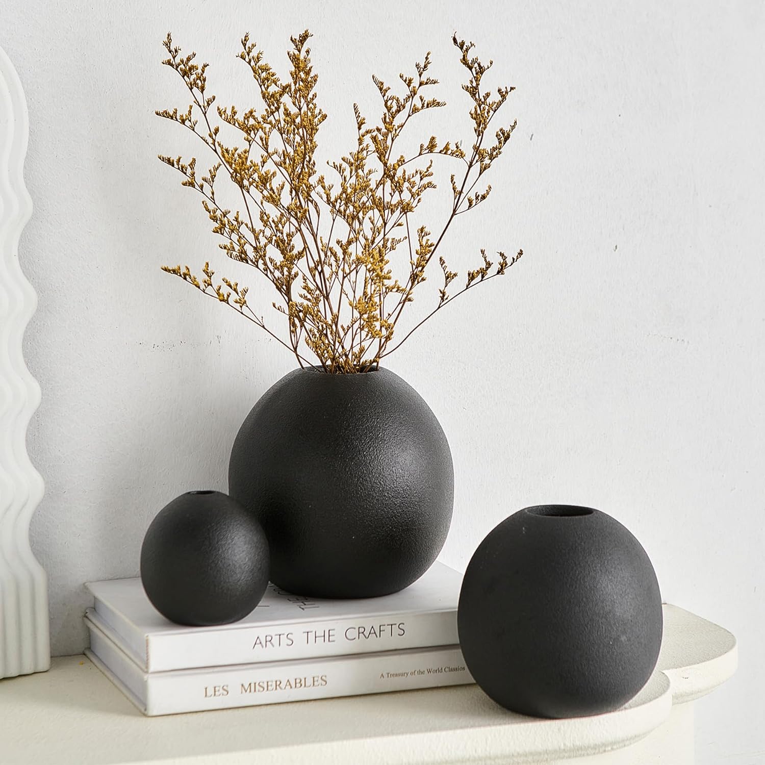 small round black vase set for tabletop or shelf how to fill an empty fireplace mantle small modern bud vases for sale affordable high end decorations that look expensive