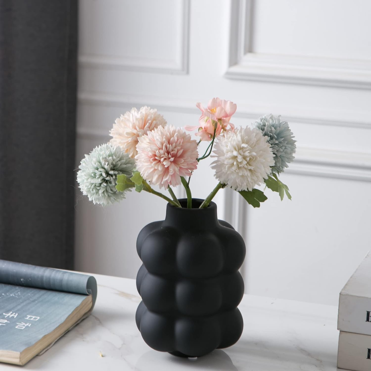 trendy black bubble vase for sale online cheap affordable tabletop decor accessories available on amazon shapely geometric bud vase matte finish scratch proof vase cute decoration