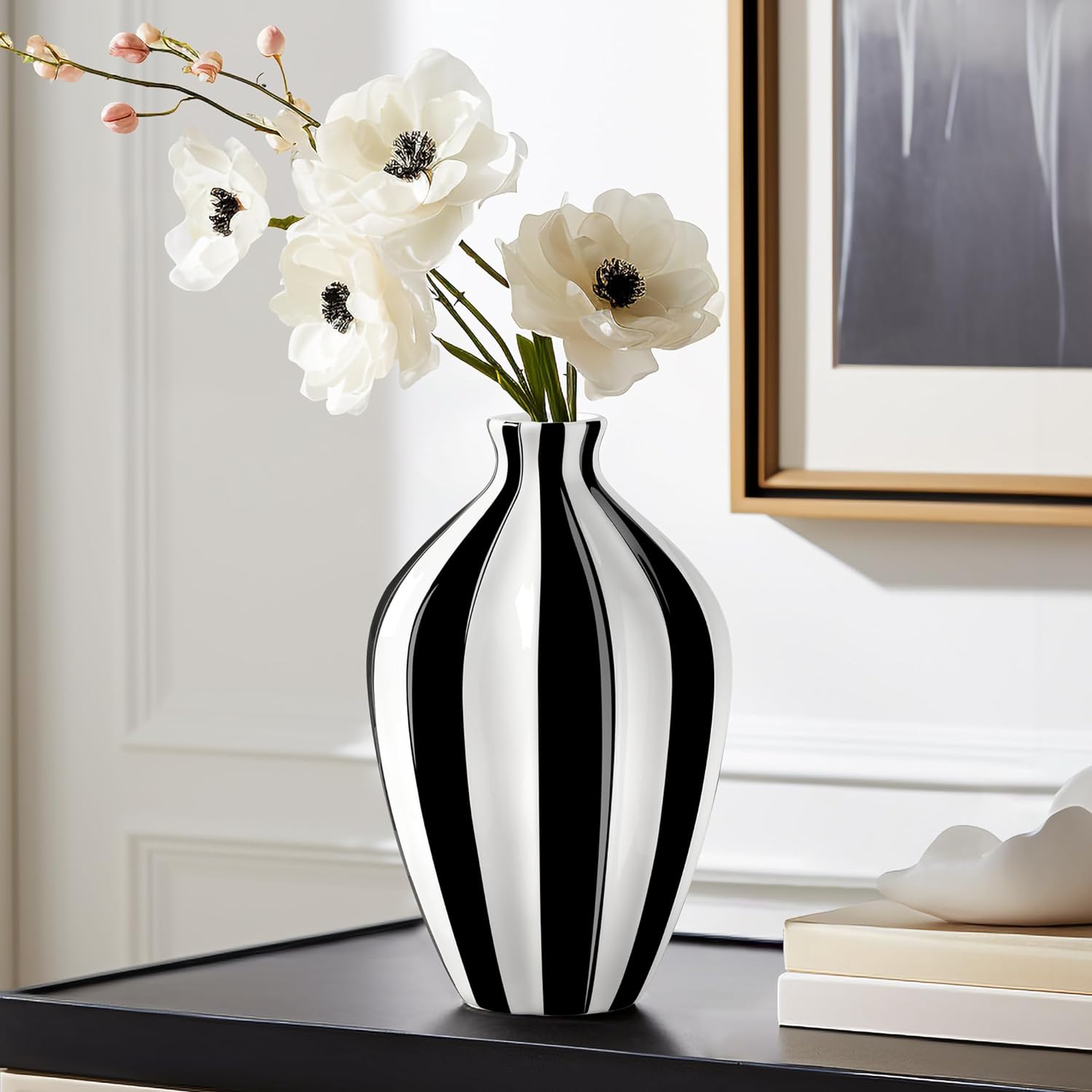 vertical stripe white and black vase for sale online unique high end ceramics for sale on amazon beautiful traditional vase silhouette with modern contemporary striped decor ideas