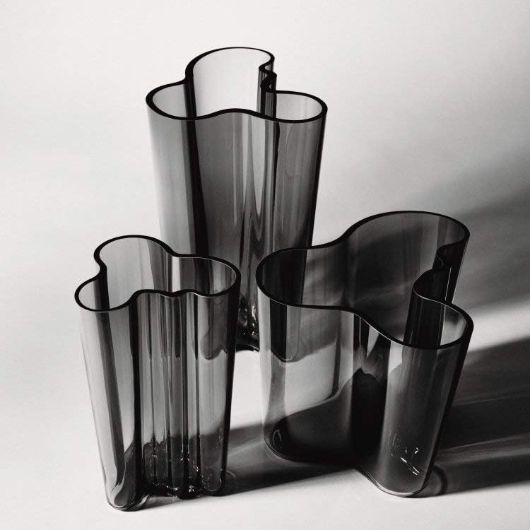 where to buy authentic Alvar Aalto genuine black glass vase vintage shapely mid century modern accessories high end luxury housewarming gift for architect