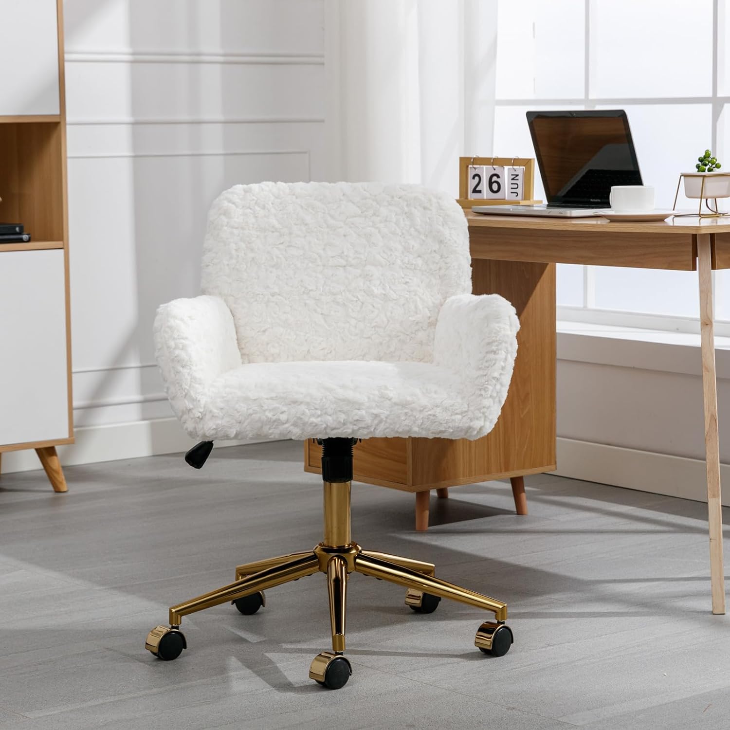 Faux Fur Small Desk Chair