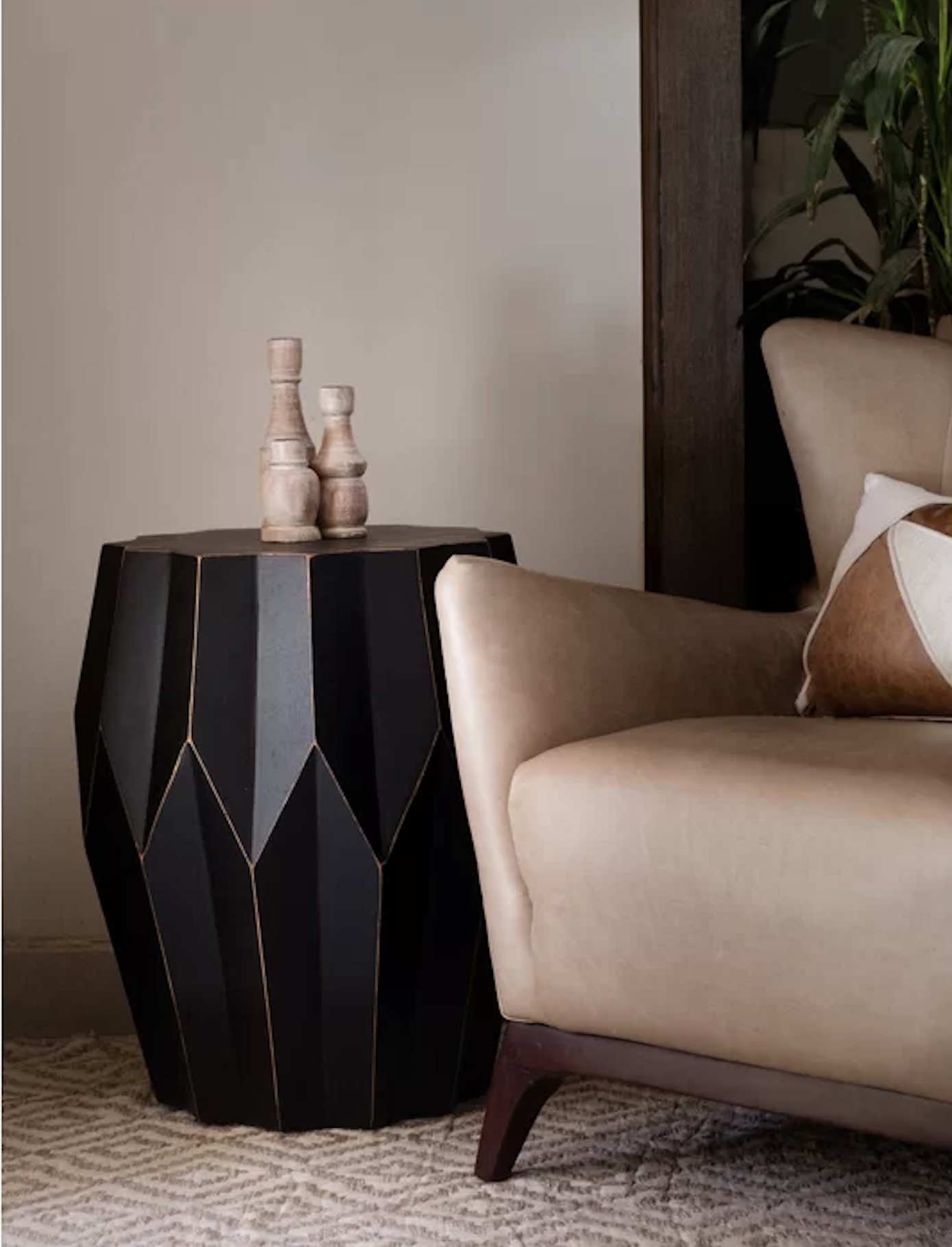 Geometric Drum Accent Table