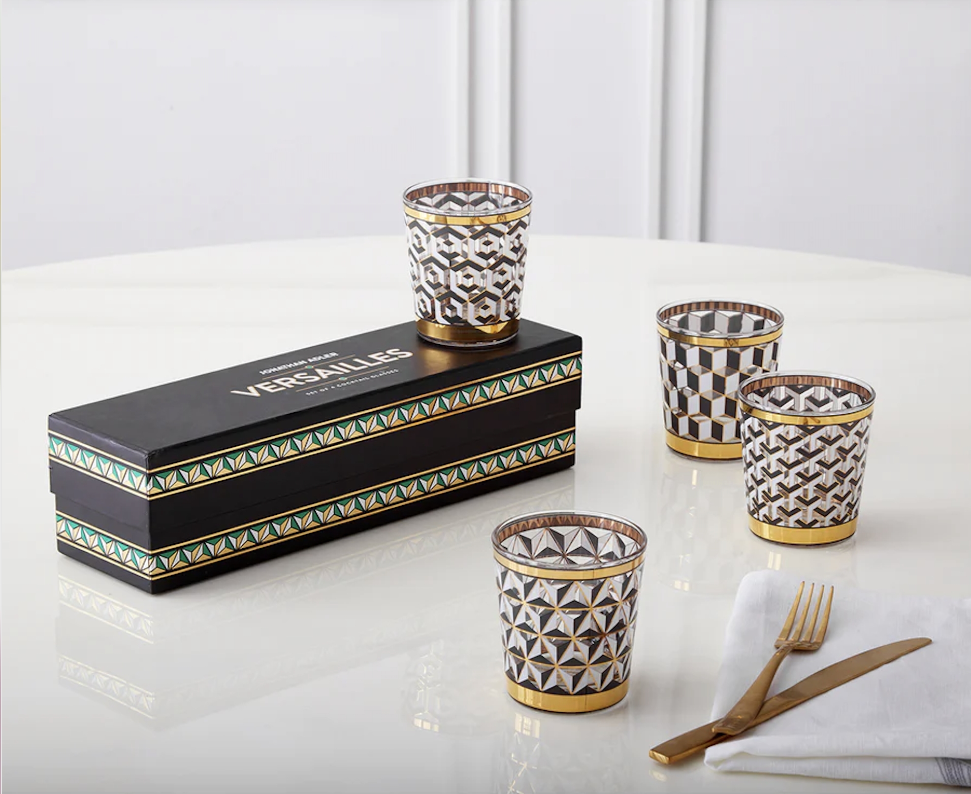 Geometric Glassware Set in Gift Box