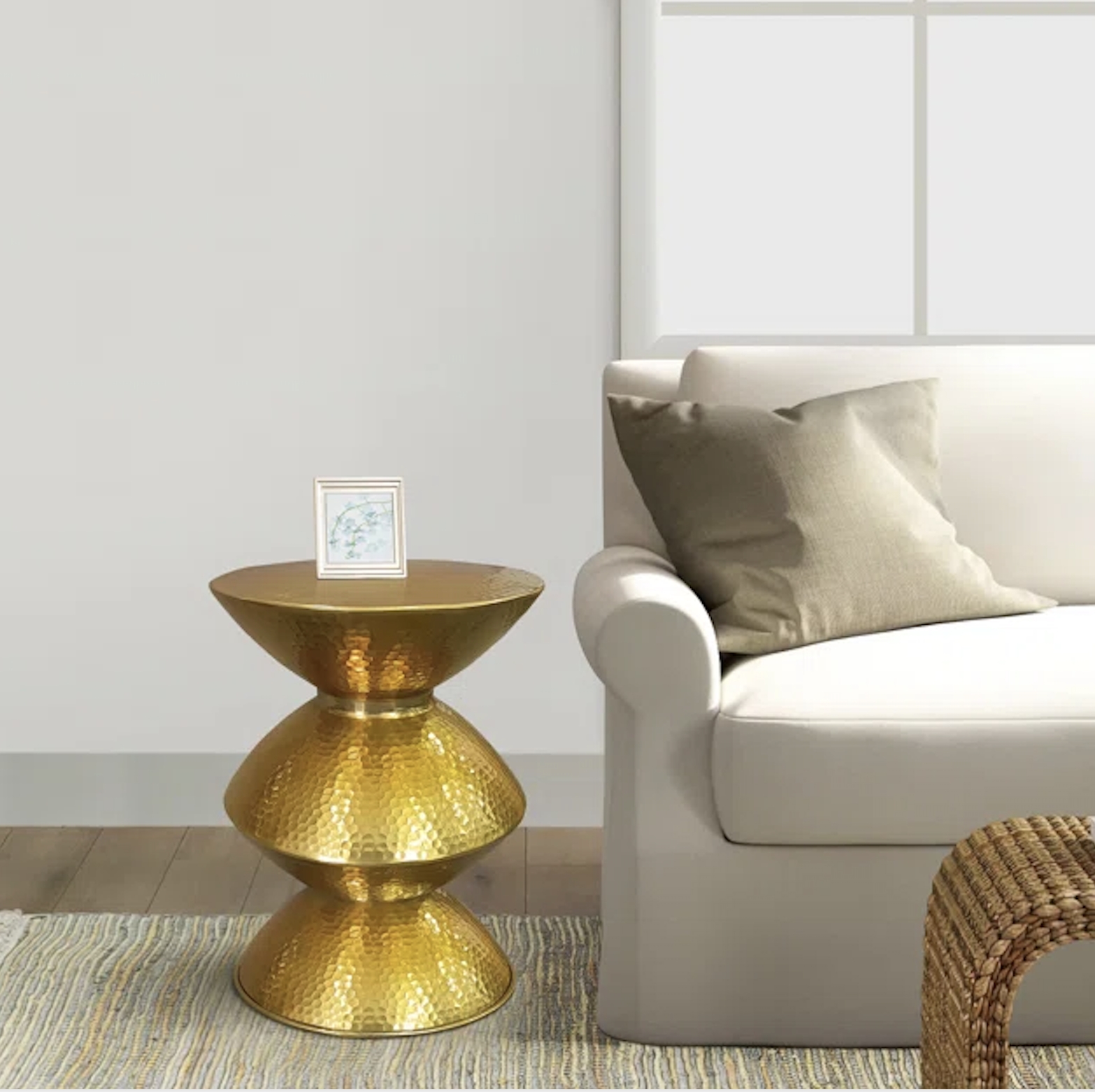 Hammered Brass Accent Table