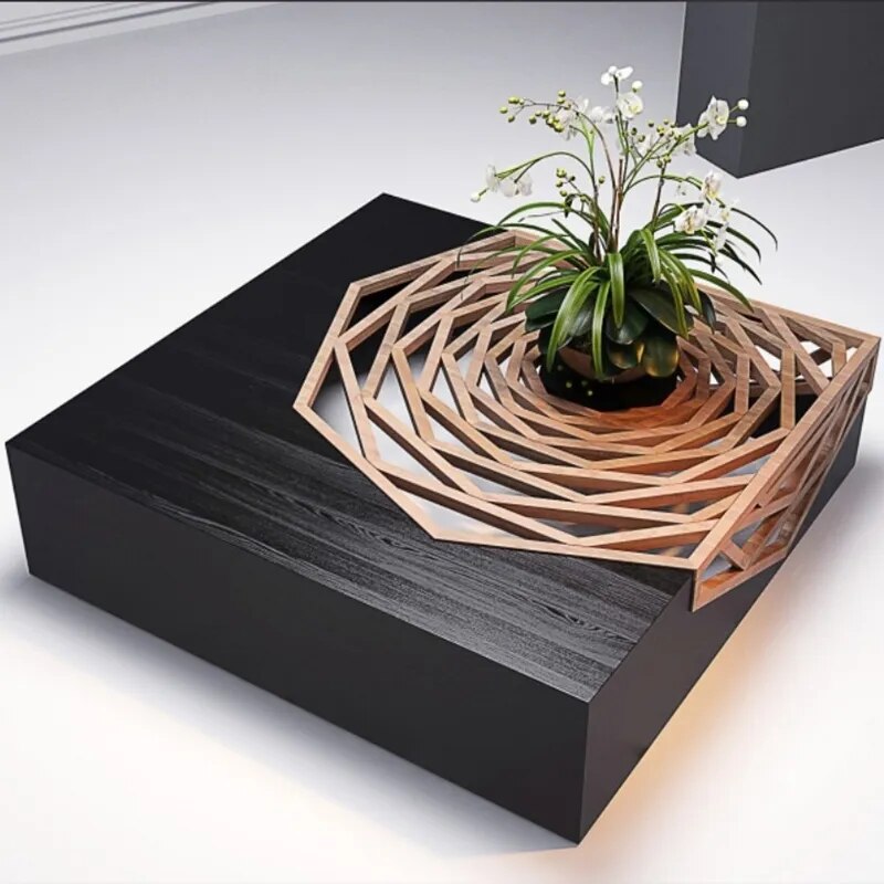 Hanako Solid Wood Abstract Coffee Table