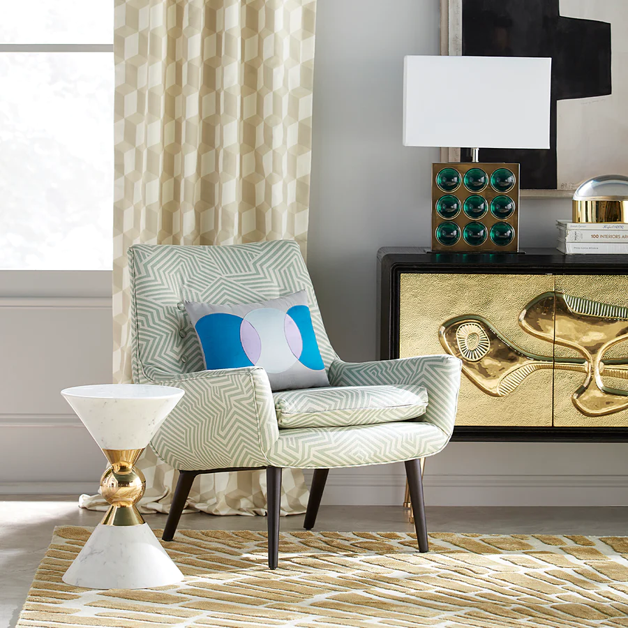 Hourglass Gold and Marble Accent Table