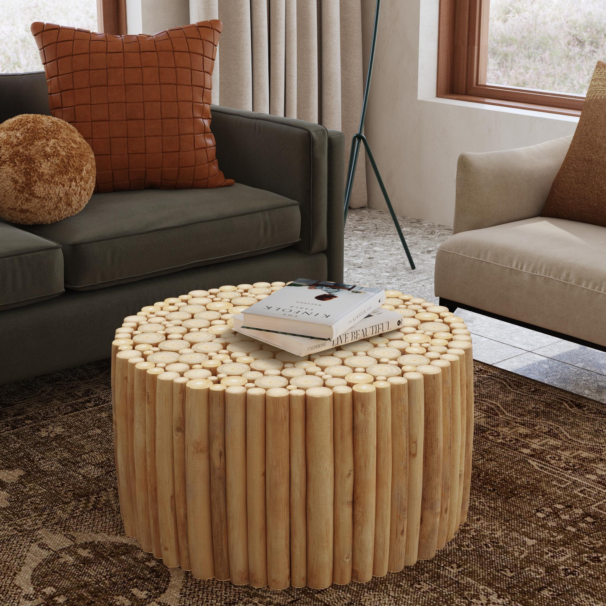 Individual Branch Solid Wood Drum Coffee Table