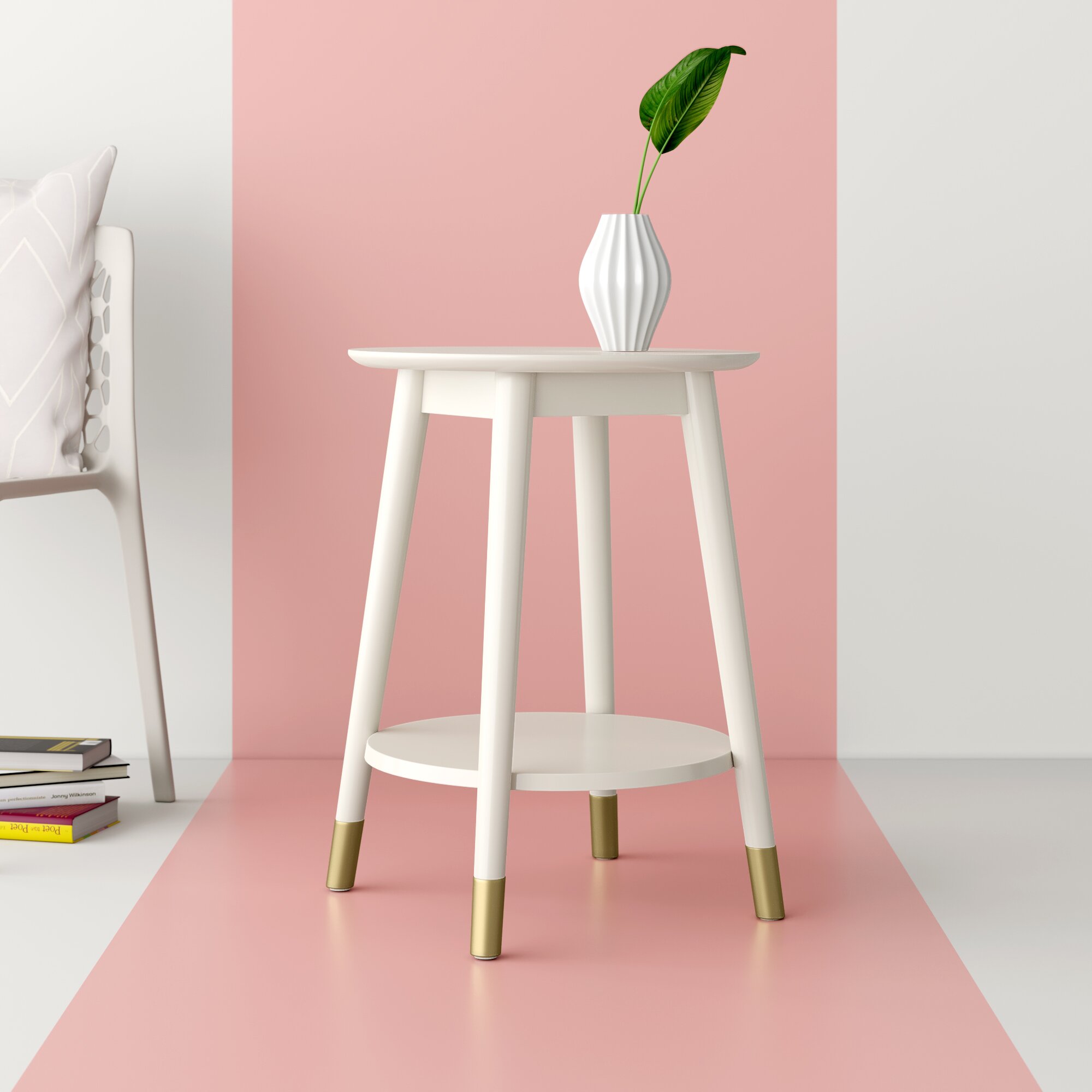 Scandi White and Gold Accent Table