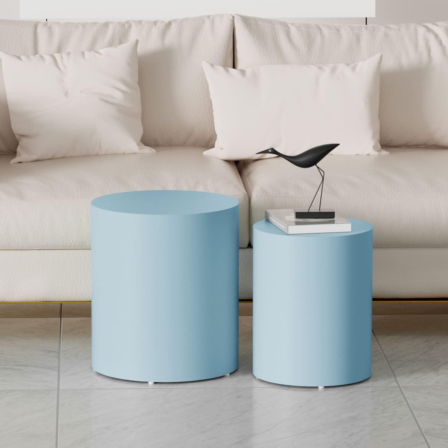 Sky Blue Round Accent Tables