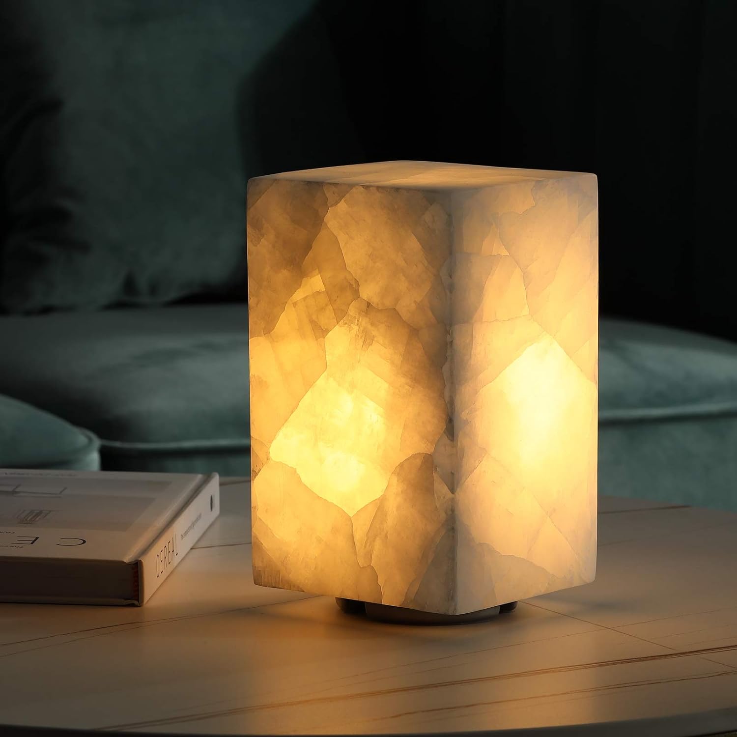 Solid Stone Small White Table Lamp