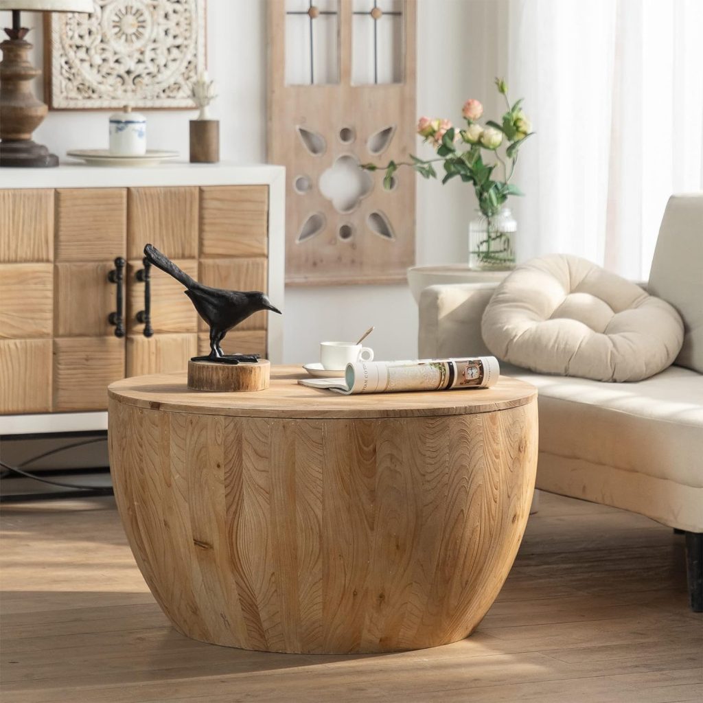 Solid Wood Drum Coffee Table