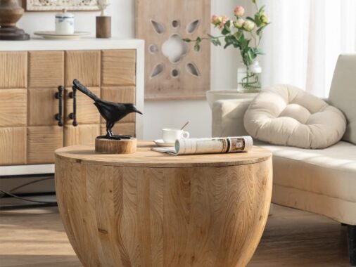 Solid Wood Drum Coffee Table