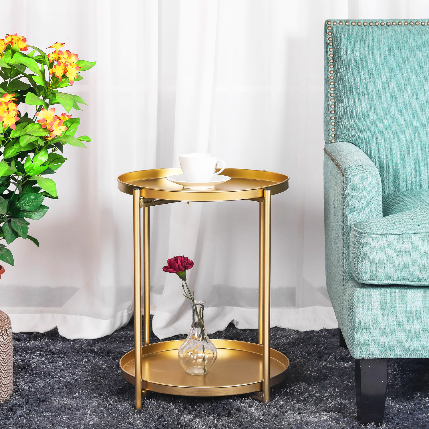 Tray Top Gold Accent Table