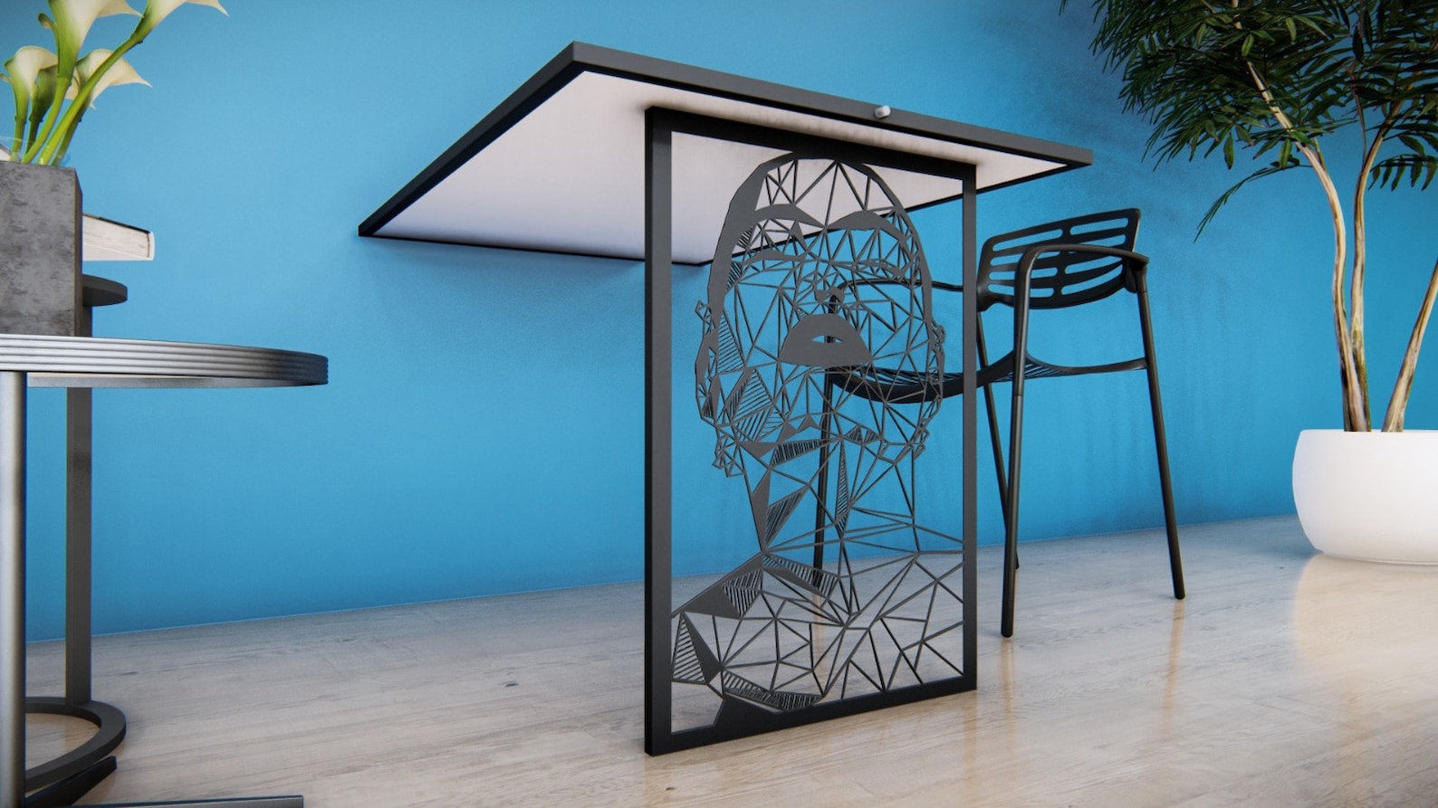 Folding Small Table and Wall Art Combo