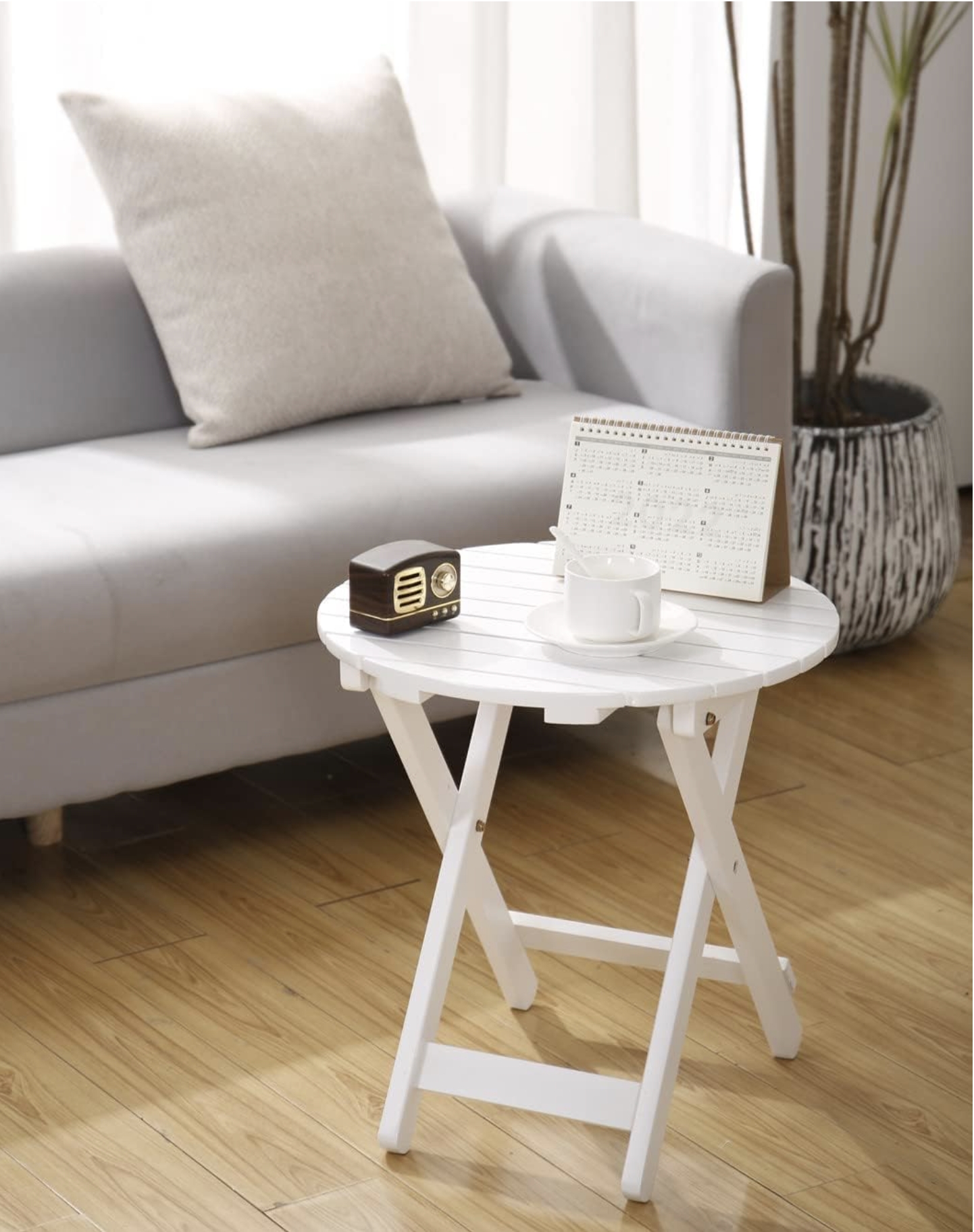 White Wood Folding Small Coffee Table