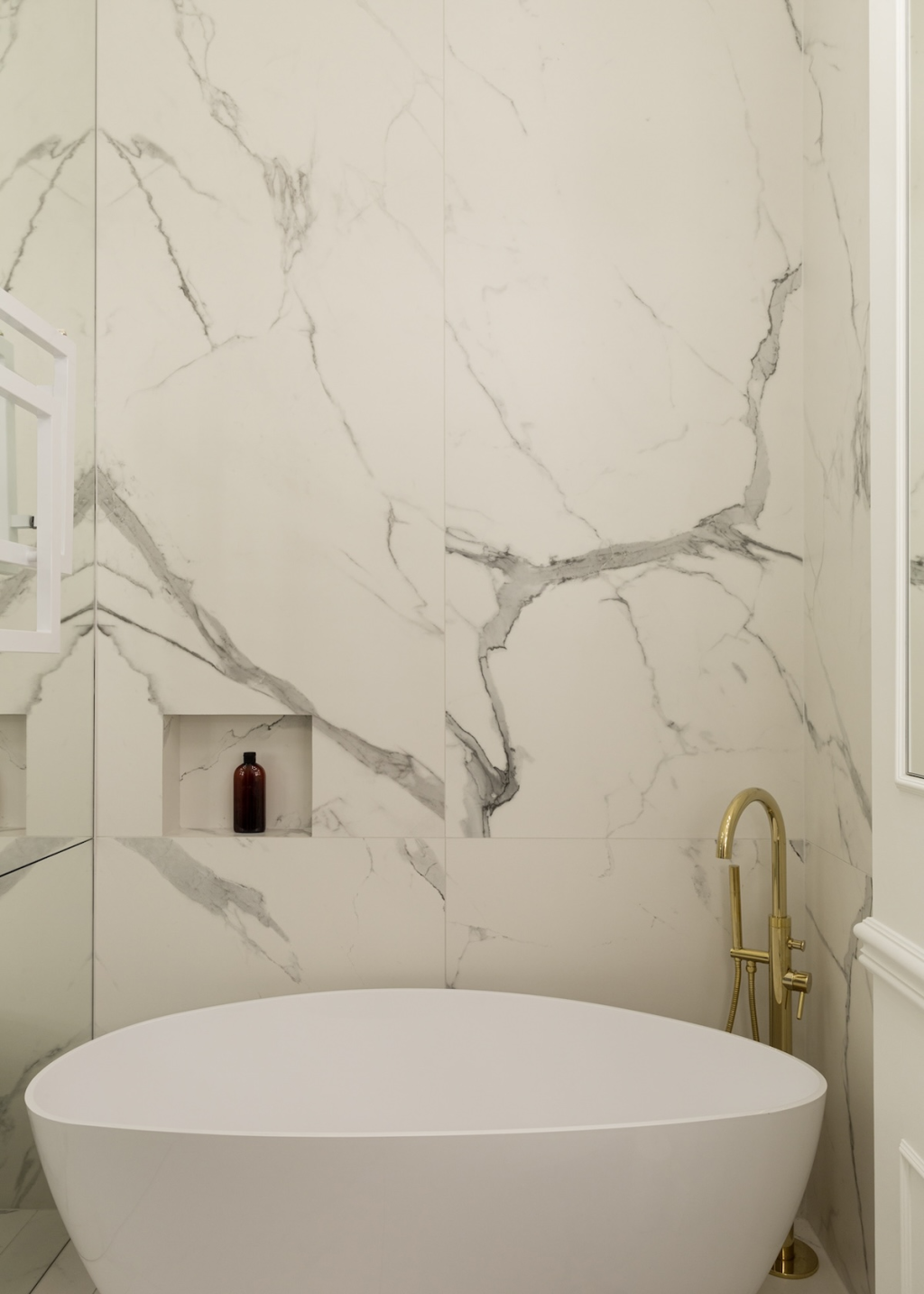 Bathroom with sleek tub