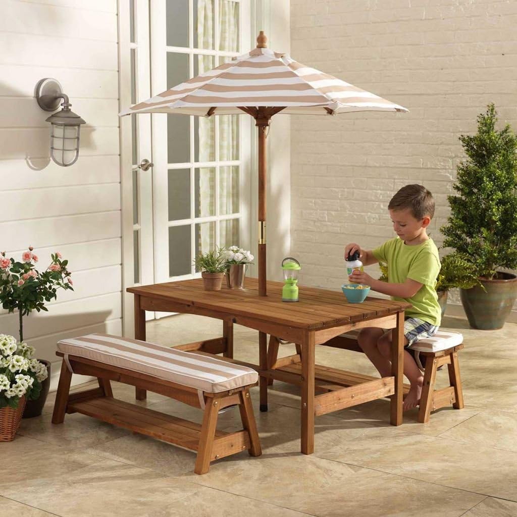 children's wood picnic table with umbrella