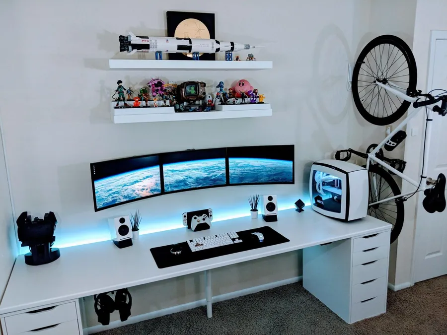 futuristic gaming setup with bold accessories