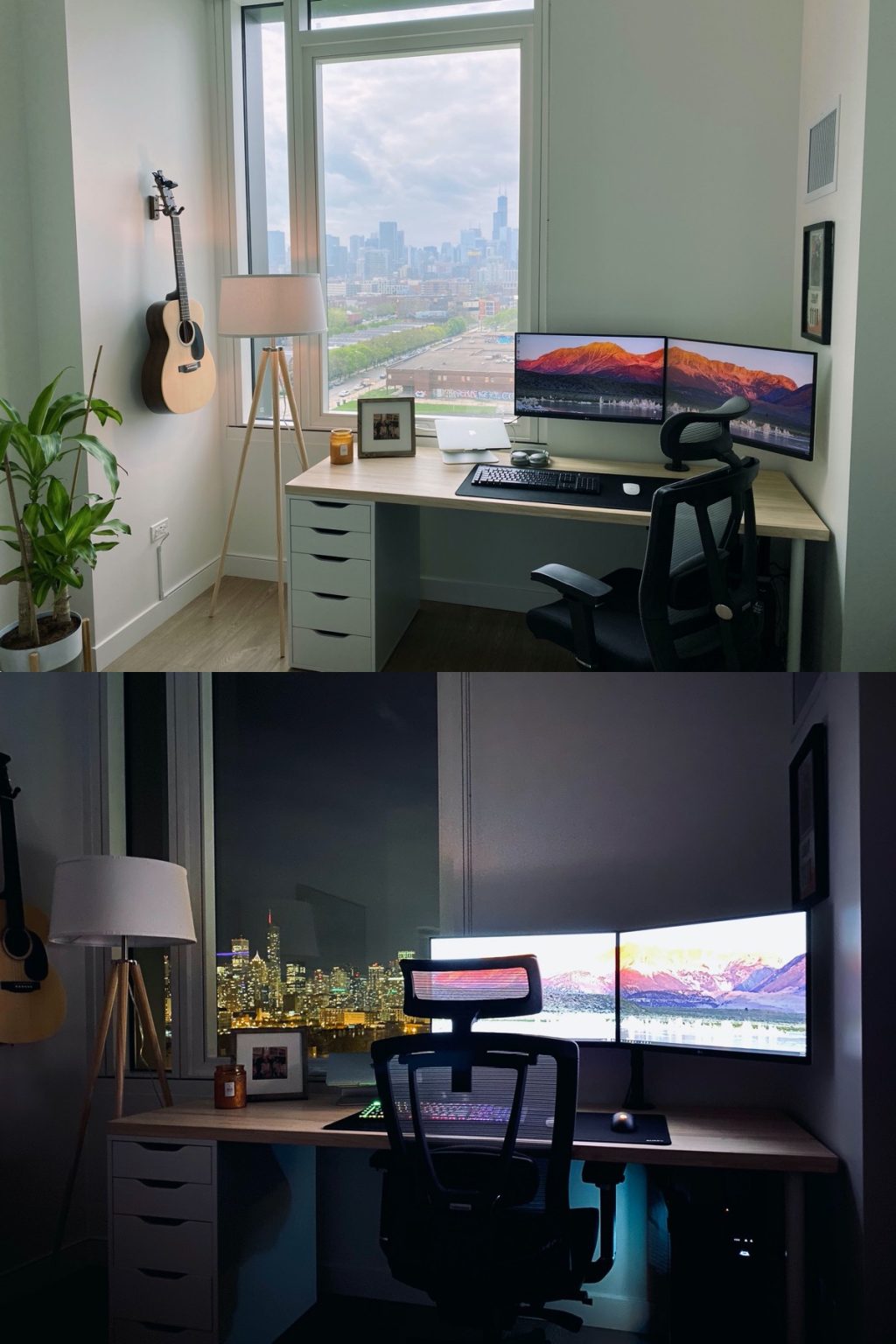 futuristic gaming setup with outdoor view