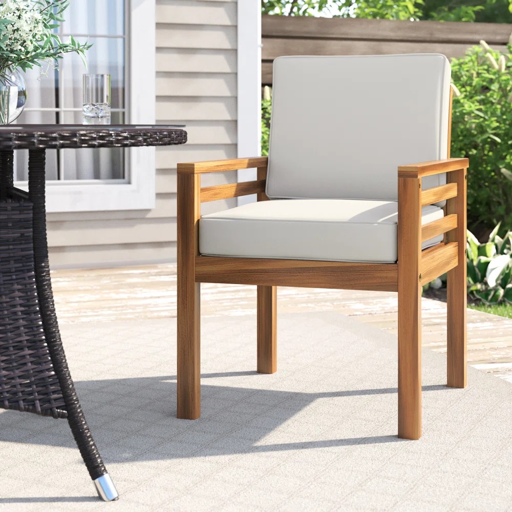 outdoor dining chair with slatted armrests