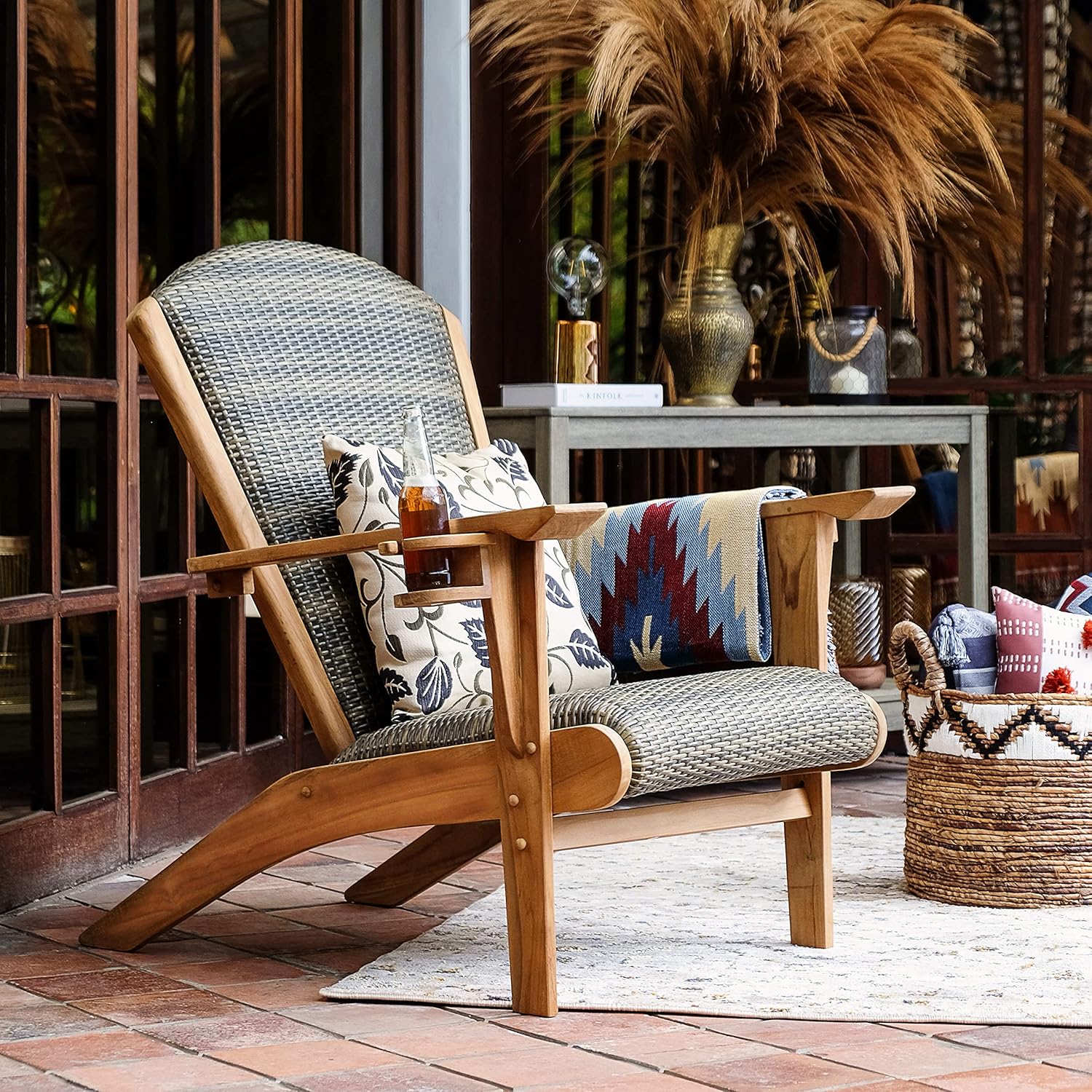 wood Adirondack-style chair with modernized silhouette