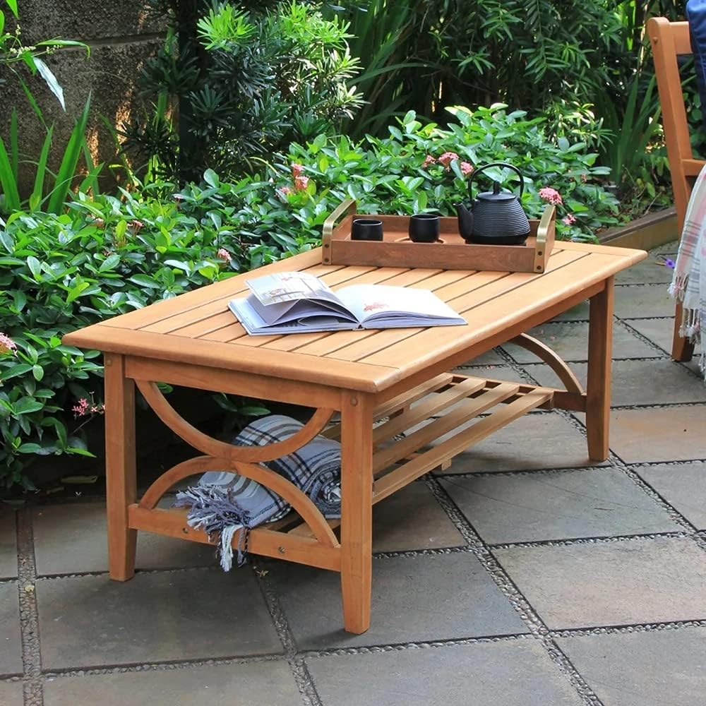 outdoor coffee table with decorative arched sides