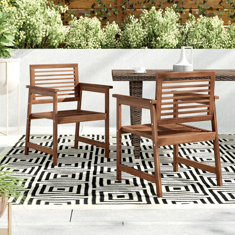 outdoor dining chairs made from dark wood