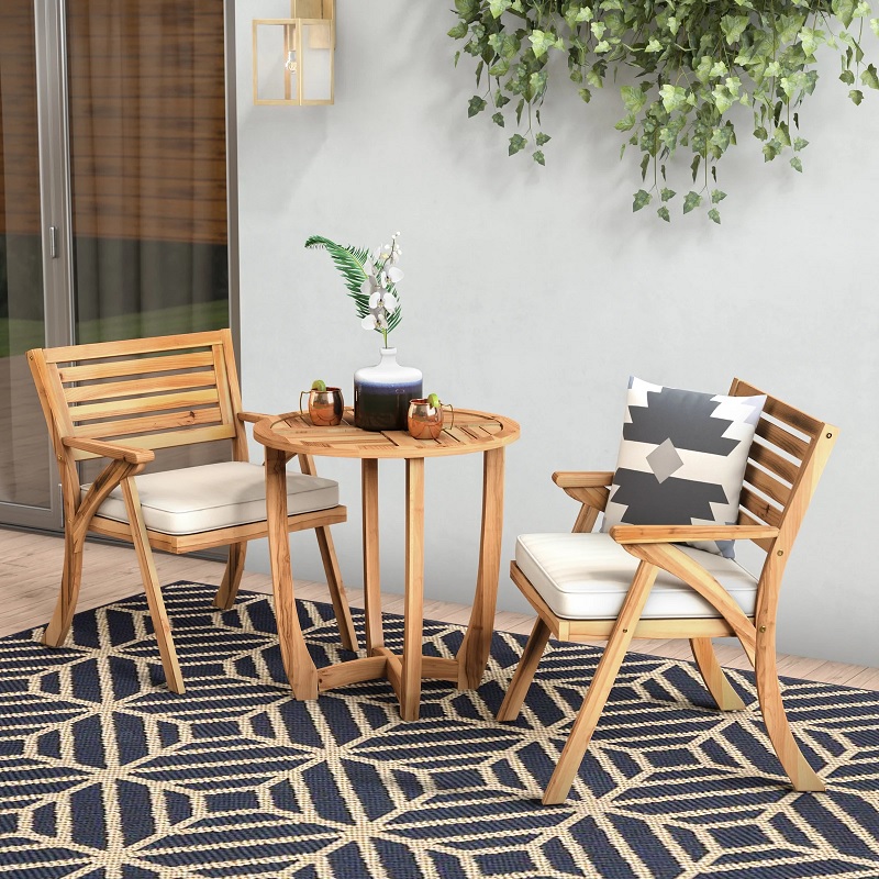 small outdoor wooden dining set