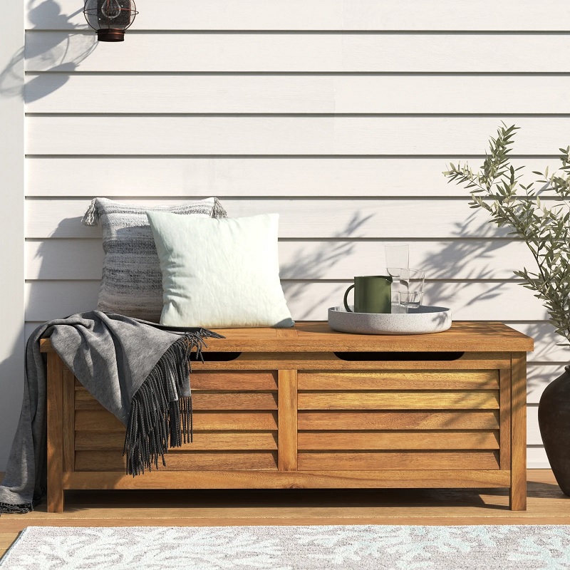 farmhouse style wooden storage bench