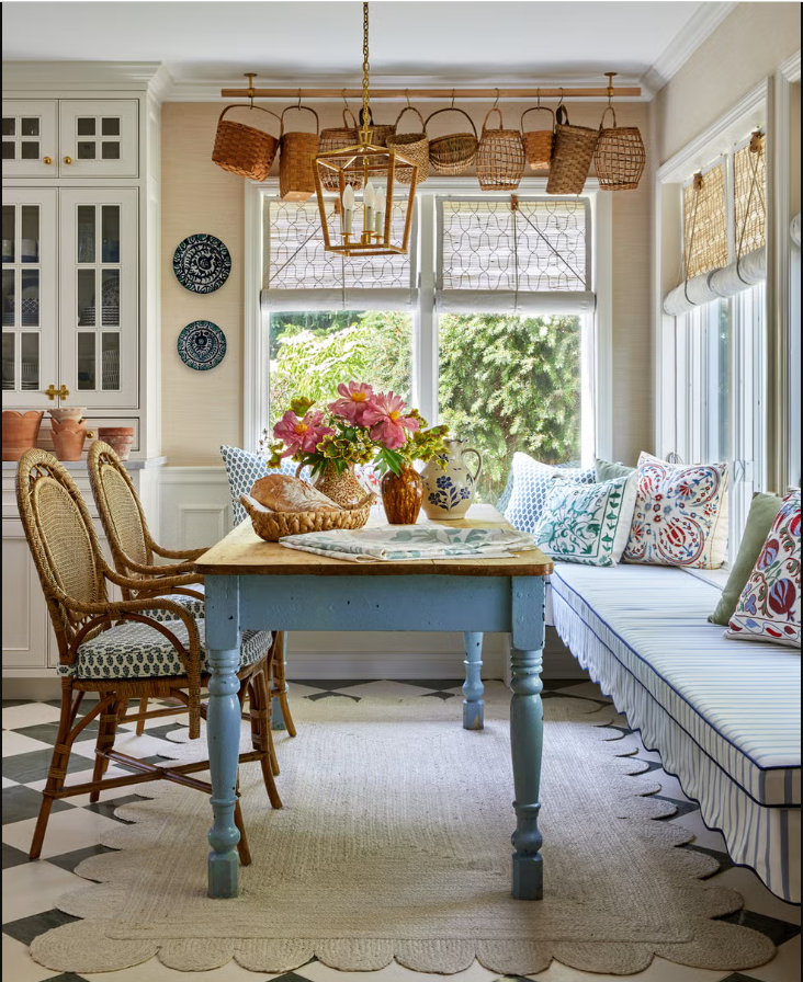 Woven Baskets In Cottage Living Room