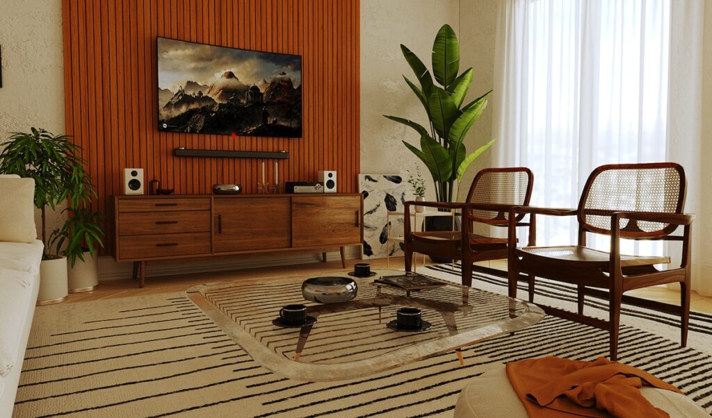 Mid Century Modern Wood Paneled Feature Walls