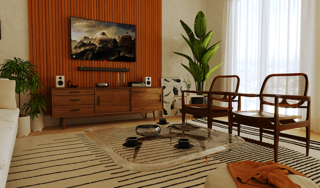 Mid Century Modern Wood Paneled Feature Walls